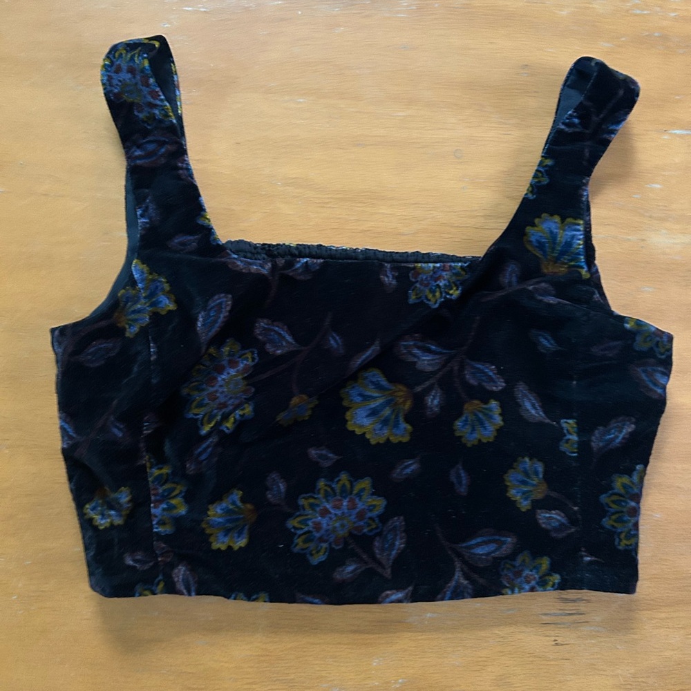 Rachel Zoe Black Floral Crop Top